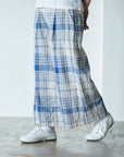 Yarn Dyed Linen Cotton Blend Banshu-ori Check Fabric - Off White x Navy