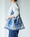 Yarn Dyed Linen Cotton Blend Banshu-ori Check Fabric - Navy x Off White