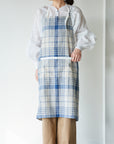 Yarn Dyed Linen Cotton Blend Banshu-ori Check Fabric - Off White x Navy