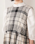 Yarn Dyed Linen Cotton Blend Banshu-ori Check Fabric - Off White x Black