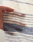 Yarn Dyed Linen Cotton Blend Banshu-ori Stripe Fabric - Blue x Off White