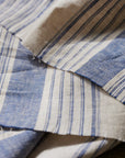Yarn Dyed Linen Cotton Blend Banshu-ori Stripe Fabric - Blue x Off White