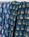 Indigo Dyed Block Printed Cotton Dobby