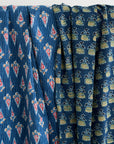 Indigo Dyed Block Printed Cotton Fabric