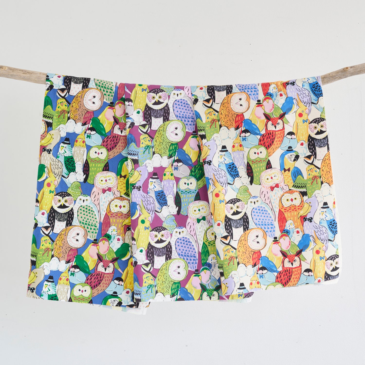 Powerful Animal Birds Retro Oxford | Kokka Fabrics
