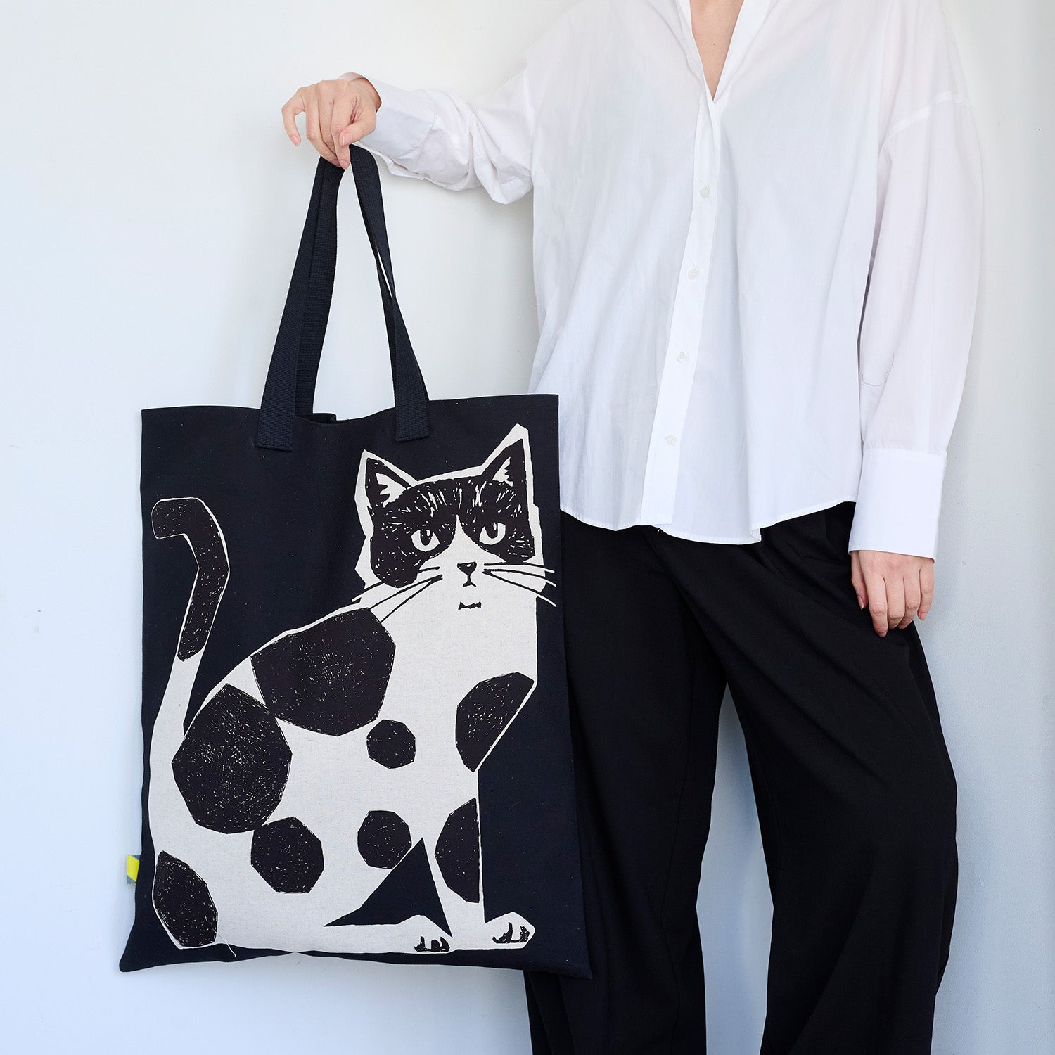 echino Nekonoe TWO CAT Cotton Linen Canvas Panel Fabric | Kokka