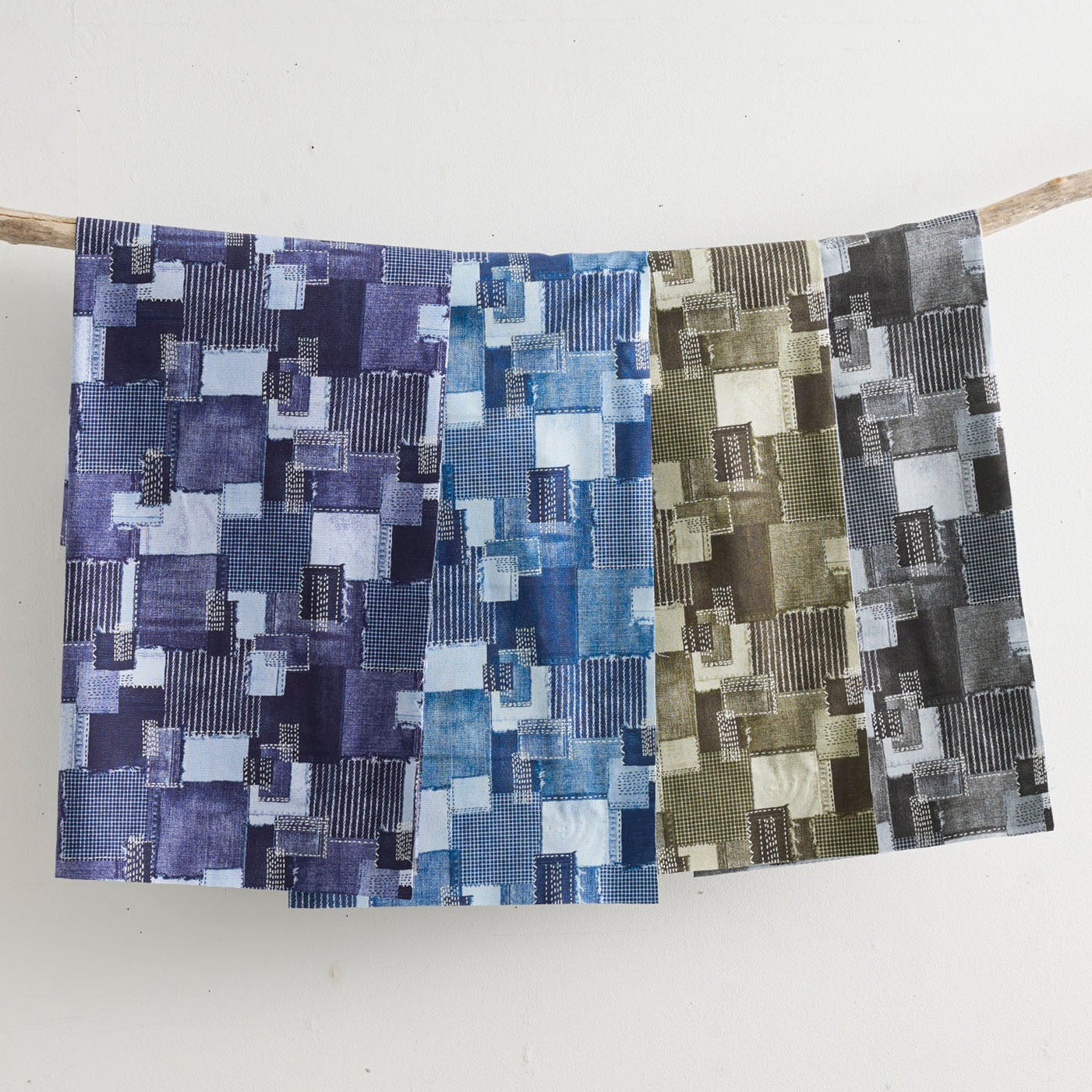 Sashiko Patchwork Print Cotton Twill | Kokka Fabrics