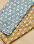 Bow-tie Bunnies Cotton Double Gauze - Light Blue