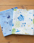 Sea Animals Cotton Dobby - Blue