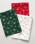 Glittery Snowflake Cotton Shirting - Red