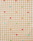 Gingham Heart Cotton Oxford - Light Beige
