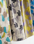 Floral Grid Cotton Linen Sheeting - Grey