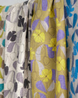 Floral Grid Cotton Linen Sheeting - Grey