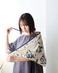 Sanae Sugimoto Vacation Cotton Linen Sheeting - Ecru x Purple EGX-9220-3
