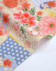 Japanese Sensu & Blossoms Printed Cotton Sheeting - Beige