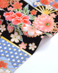Japanese Sensu & Blossoms Printed Cotton Sheeting - Black