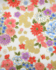 Japanese Flowers Printed Cotton Sheeting - White Beige