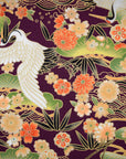 Japanese Crane Printed Cotton Sheeting - Purple