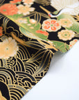 Japanese Crane Printed Cotton Sheeting - Black