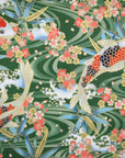 Japanese Koi Fish Printed Cotton Sheeting - Green