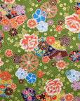 Japanese Floral Sensu Printed Cotton Sheeting - Green