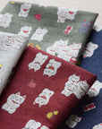 Funny Japan Lucky Cats Dobby Cloth YKA-31060-1