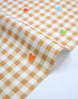 Gingham Heart Cotton Oxford - Light Beige