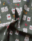 Funny Japan Lucky Cats Dobby Cloth YKA-31060-1