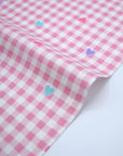 Gingham Heart Cotton Oxford - Pink