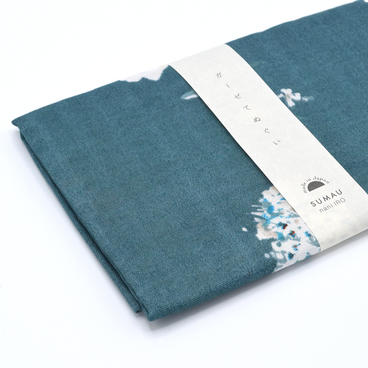 nani IRO Double Gauze Tenugui - Green Blue | Kokka Fabrics
