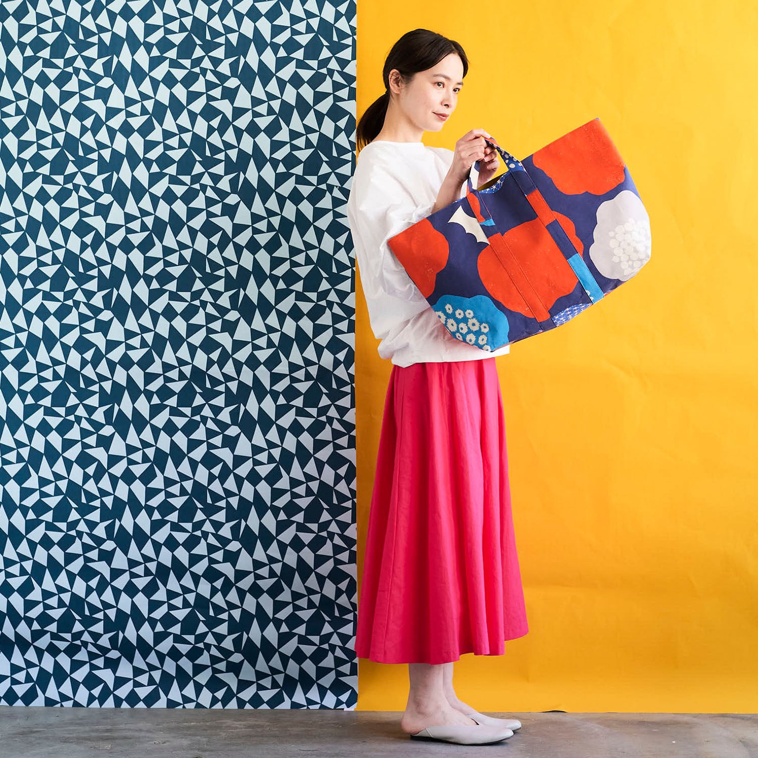 echino Cloud Flower Cotton Linen Canvas | Kokka Fabrics