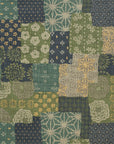 Patchwork Print Cotton Slub Fabric - Green