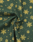 Glittery Snowflake Cotton Shirting - Green