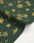 Glittery Snowflake Cotton Shirting - Green