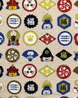 Cat Family Crests Cotton Linen Canvas - Beige