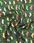 Christmas Stocking Cotton Shirting - Green