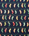 Christmas Stocking Cotton Shirting - Navy