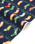 Christmas Stocking Cotton Shirting - Navy