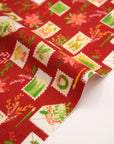 Christmas Letter Cotton Shirting - Red