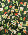 Christmas Letter Cotton Shirting - Green