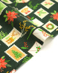 Christmas Letter Cotton Shirting - Green