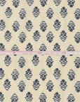 Vintage Floral Silhouette Block Print-inspired Cotton Lawn