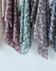 Vintage Paisley Block Print-inspired Cotton Voile