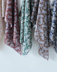 Vintage Paisley Block Print-inspired Cotton Voile
