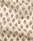 Vintage Floral Silhouette Block Print-inspired Cotton Lawn - White x Red NFA-3100-102