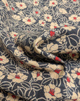 Slub Yarn Camellia Indigo-Style Print