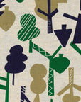 Scandinavian Style Forest Cotton Linen Canvas - White x Green YGA-89070-2