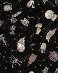 Constellation Cats Cotton Sheeting - Black