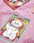 Tarot Cats Cotton Sheeting - Pink