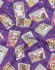 Tarot Cats Cotton Sheeting - Purple